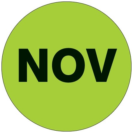 Bsc Preferred 2'' Circle - ''NOV'' Fluorescent Green Months of the Year Labels BUY00019832